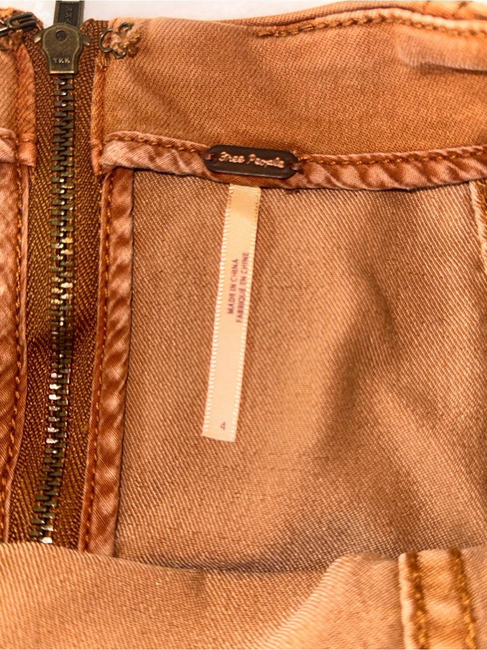 Free People Burnt Orange Panel Mini Skirt zip back spring summer size 4 - Picture 4 of 4